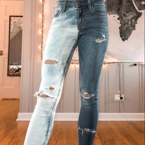 2-Toned Ripped Jeans
